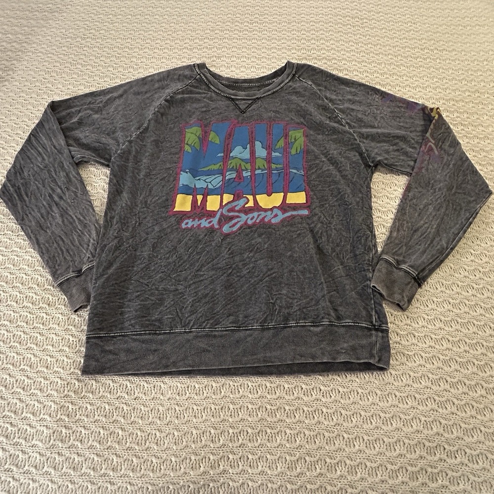 Maui And‎ Sons Super Soft Sweatshirt Mens Sz Large Dark Gray